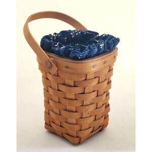 Longaberger Basket-American Cancer Society-Cloth & Liner-Handle-Signed-1998